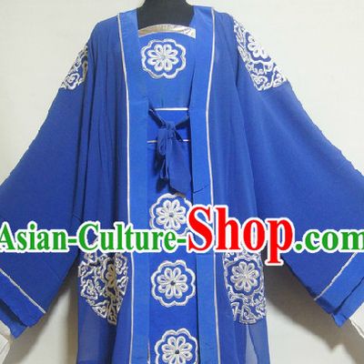 Chinese Ancient Blue Embroidery Clothes for Women