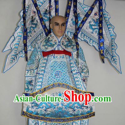 Chinese Ancient Zhao Yun Opera Costumes and Flags Complete Set