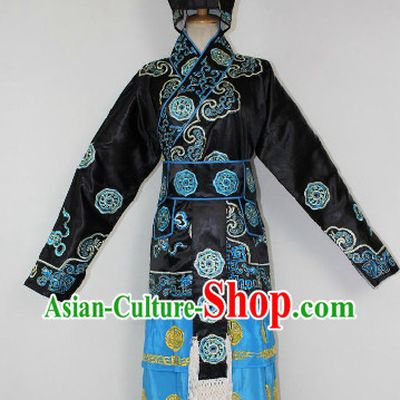 Chinese Ancient Wu Song Hero Costumes and Hat Complete Set for Men