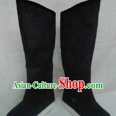 Traditional Chinese Black Boots for Kids