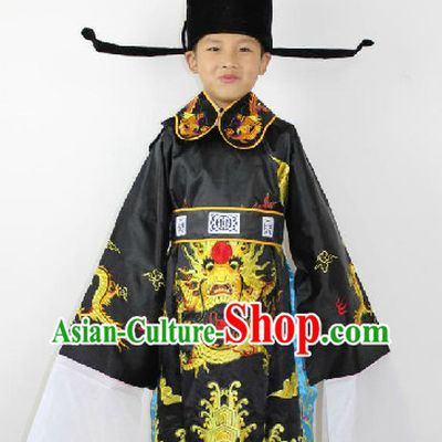 Traditional Chinese Stage Guan Gong Costumes and Hat for Children