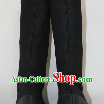 Traditional Chinese Black Boots for Adults