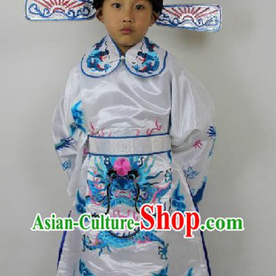 Traditional Chinese Opera Official Costumes and Hat for Kids