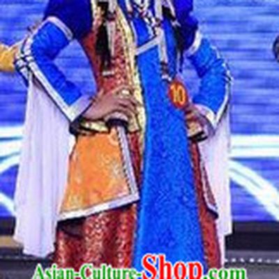 Mongolian Long Robe Clothing and Hat for Women