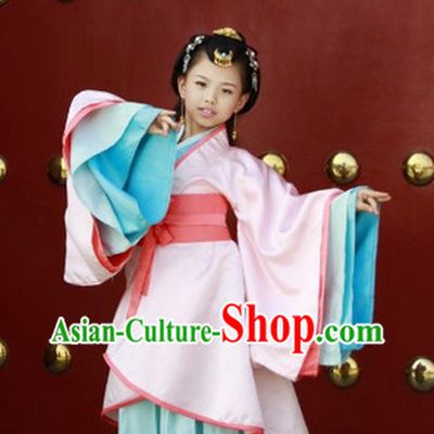 China Han Dynasty Princess Clothes and Headgear for Kids