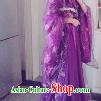 Purple Chinese Empress Cosplay Costumes and Headdress Complete Set