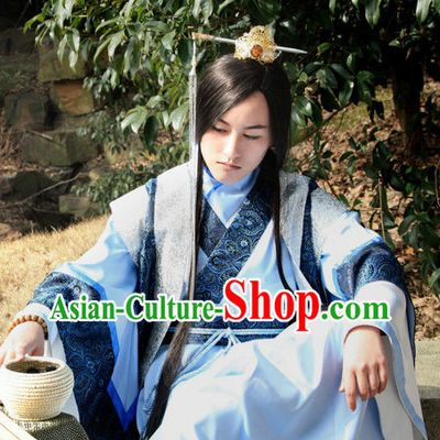 Traditional China Hanfu Costumes and Hair Accessories Complete Set