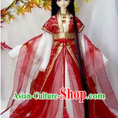 Red BJD Costumes and Hair Accessories Complete Set for Women