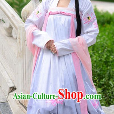 Tang Dynasty Lotus Lady Costumes and Hair Accessories Complete Set