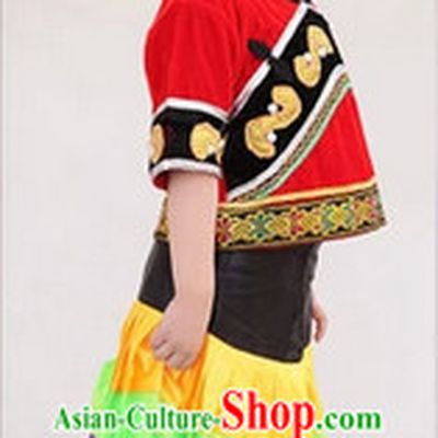 Traditional Yi Ethnic Group Dancing Costumes for Kids