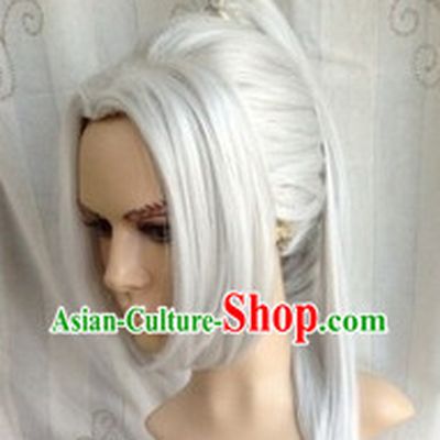 Ancient Chinese Hero White Long Wig for Men