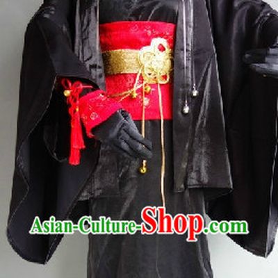 Black Classical Japanese Kimono Costumes for Men