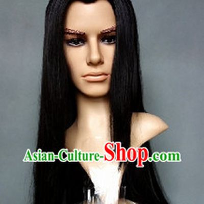 Ancient Chinese Black Long Wig for Men or Women