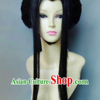Ancient Chinese Style Long Black Beauty Wig for Girls