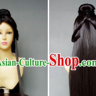 Ancient Chinese Style Long Black Fairy Wig for Girls