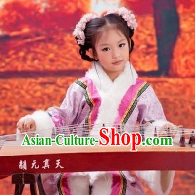 Ancient Chinese Princess Robe and Headwear Complete Set for Children