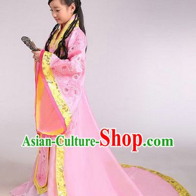 Ancient Chinese Kids Princess Clothes and Headwear Complete Set
