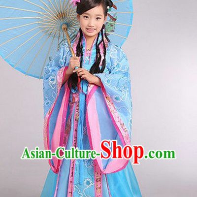 Ancient Chinese Kids Princess Outfits and Headwear Complete Set