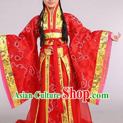 Ancient Chinese Kids Princess Suits and Headwear Complete Set