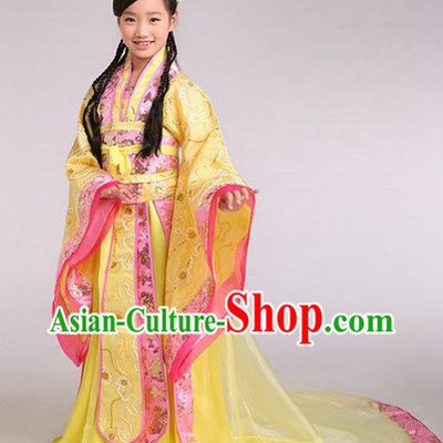 Ancient Chinese Kids Princess Robe and Headwear Complete Set