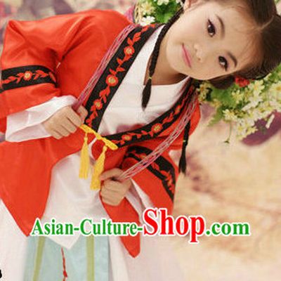 Ancient Chinese Classical Fan Dancing Costume for Kids
