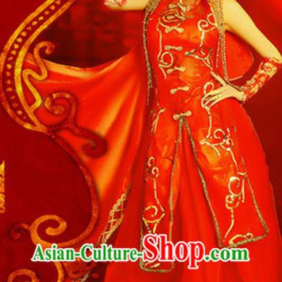 Chinese Classical Royal Wedding Dress and Headwear Complete Set
