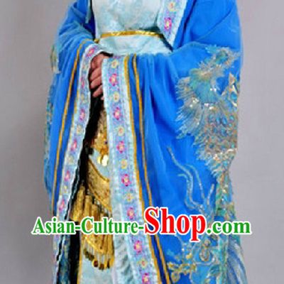 Chinese Empress Blue Peacock Costumes Complete Set