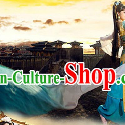 Color Transition Long Sleeves Classical Dancing Costumes Complete Set