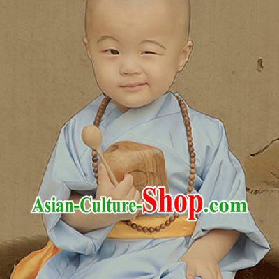 Traditional Monk Uniform and Wooden Fish for Kids