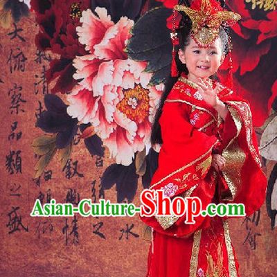 Ancient Chinese Red Empress Costumes for Children