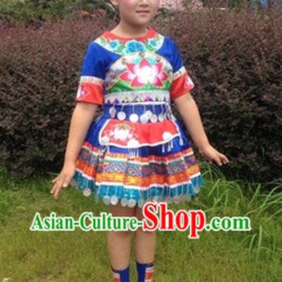 Miao Minority Clothing and Headwear Complete Set for Kids