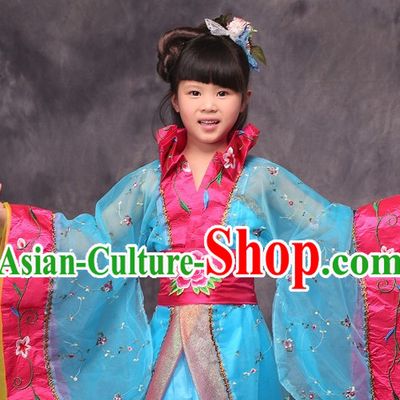 Blue Long Trail Ancient Chinese Princess Costume for Kids