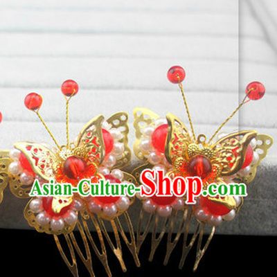 Red Traditional Handmade Butterfly Hair Accessories