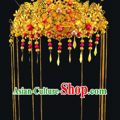 Gold Color Chinese Classical Wedding Guzhuang Bridal Hair Accessory