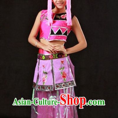 China Qiang People Ethnic Group Clothing and Hat Complete Set