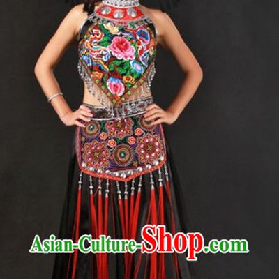 Zhuang Ethnic Minority Female Clothing and Hat Complete Set