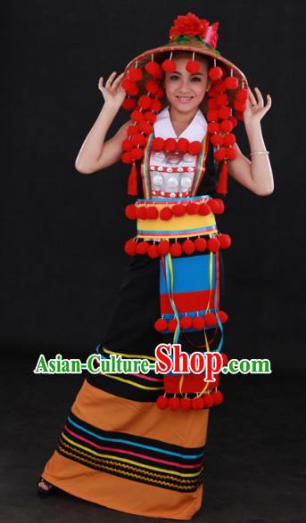 Deang Ethnic Minority Clothing and Headgear Complete Set