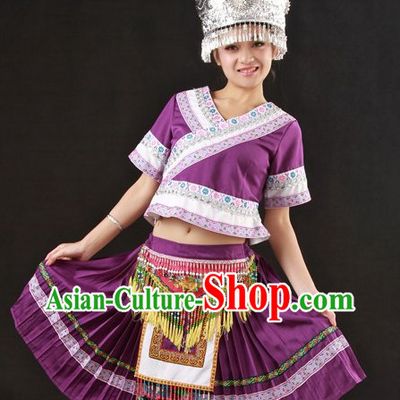 Traditional Chinese Miao Clothes and Hat for Women