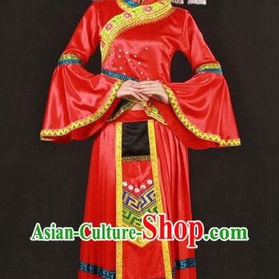 Traditional Chinese Zhuang Wedding Dresses and Hat for Women