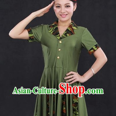 Female Solider Modern Dance Costumes and Hat for Girls