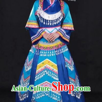 Buyi Ethnic Minority Folk Dance Rcital Costumes and Hat Complete Set