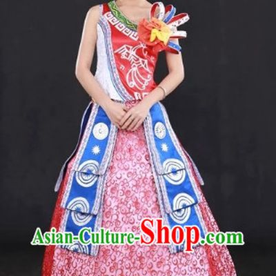 Zhuang Ethnic Regional Costumes and Hat Complete Set for Women