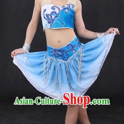 Modern Folk Dance Costumes and Headwear Complete Set for Women