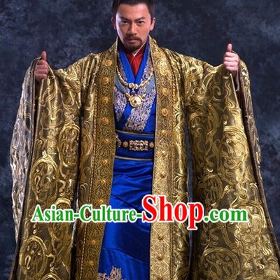 Imperial Palace Emperor Traditional Costumes and Crown Complete Set for Men