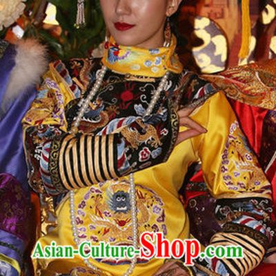 Traditional Qing Empress Costumes and Hat Complete Set