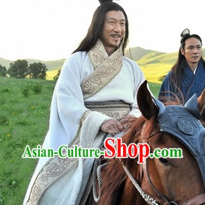White Long Traditional Hanfu Dressese for Men