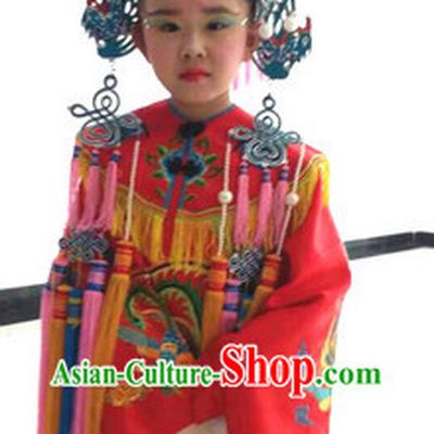 Traditional Chinese Phoenix Embroidered Costumes for Kids