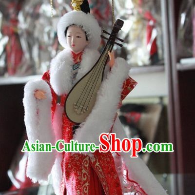 Handmade Beijing Silk Figurine Doll - Beauty Wang Zhaojun with Red Hanfu