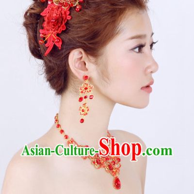 Chinese Classic Wedding Hair Accessories, Earrings and Necklace