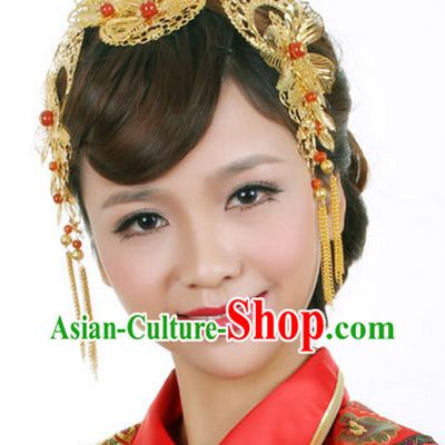 Romantic Chinese Traditional Golden Hair Jewelry